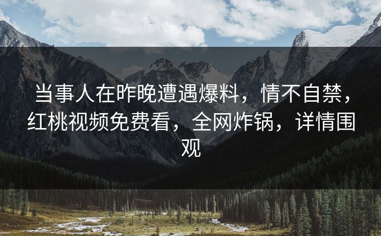 当事人在昨晚遭遇爆料，情不自禁，红桃视频免费看，全网炸锅，详情围观