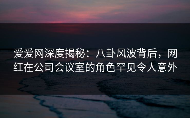 爱爱网深度揭秘：八卦风波背后，网红在公司会议室的角色罕见令人意外