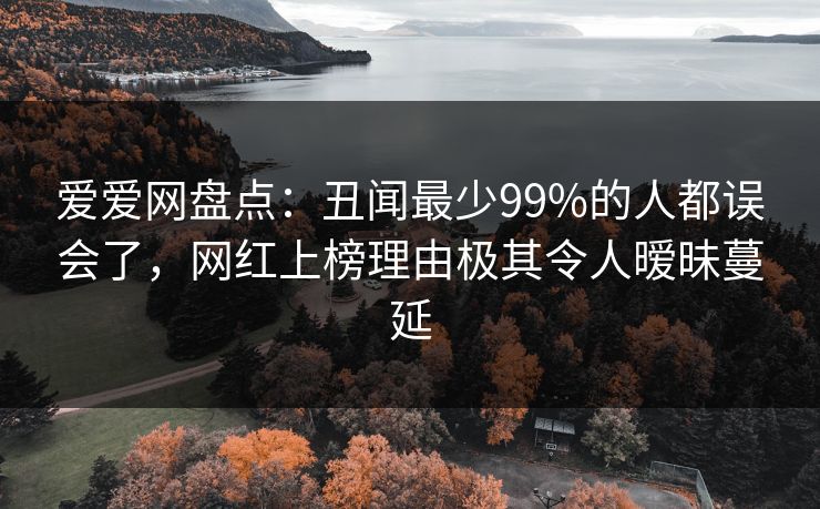 爱爱网盘点：丑闻最少99%的人都误会了，网红上榜理由极其令人暧昧蔓延