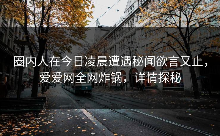 圈内人在今日凌晨遭遇秘闻欲言又止,爱爱网全网炸锅,详情探秘