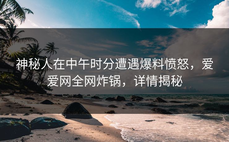神秘人在中午时分遭遇爆料愤怒,爱爱网全网炸锅,详情揭秘