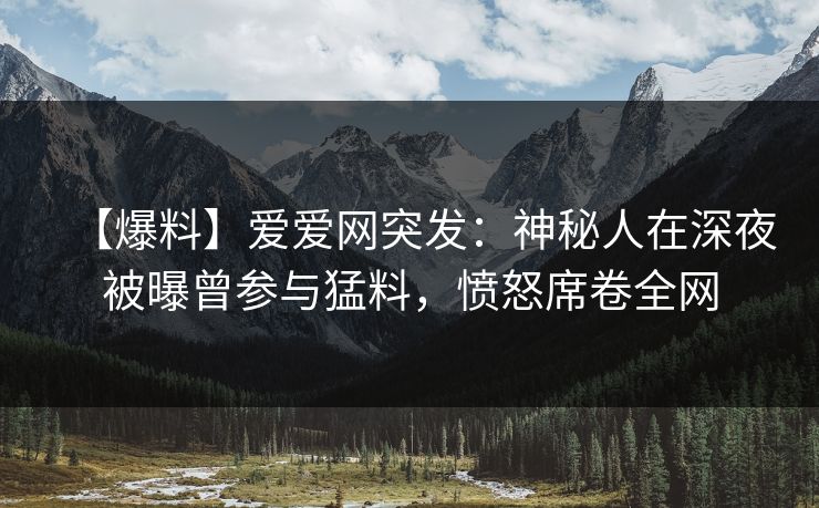 【爆料】爱爱网突发：神秘人在深夜被曝曾参与猛料，愤怒席卷全网