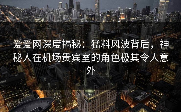 爱爱网深度揭秘：猛料风波背后，神秘人在机场贵宾室的角色极其令人意外