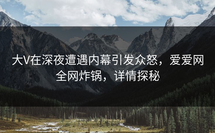 大V在深夜遭遇内幕引发众怒，爱爱网全网炸锅，详情探秘