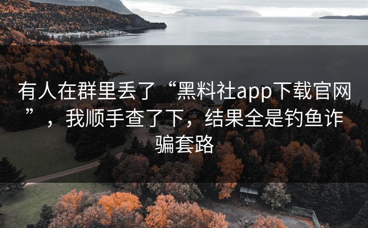 有人在群里丢了“黑料社app下载官网”,我顺手查了下,结果全是钓鱼诈骗套路